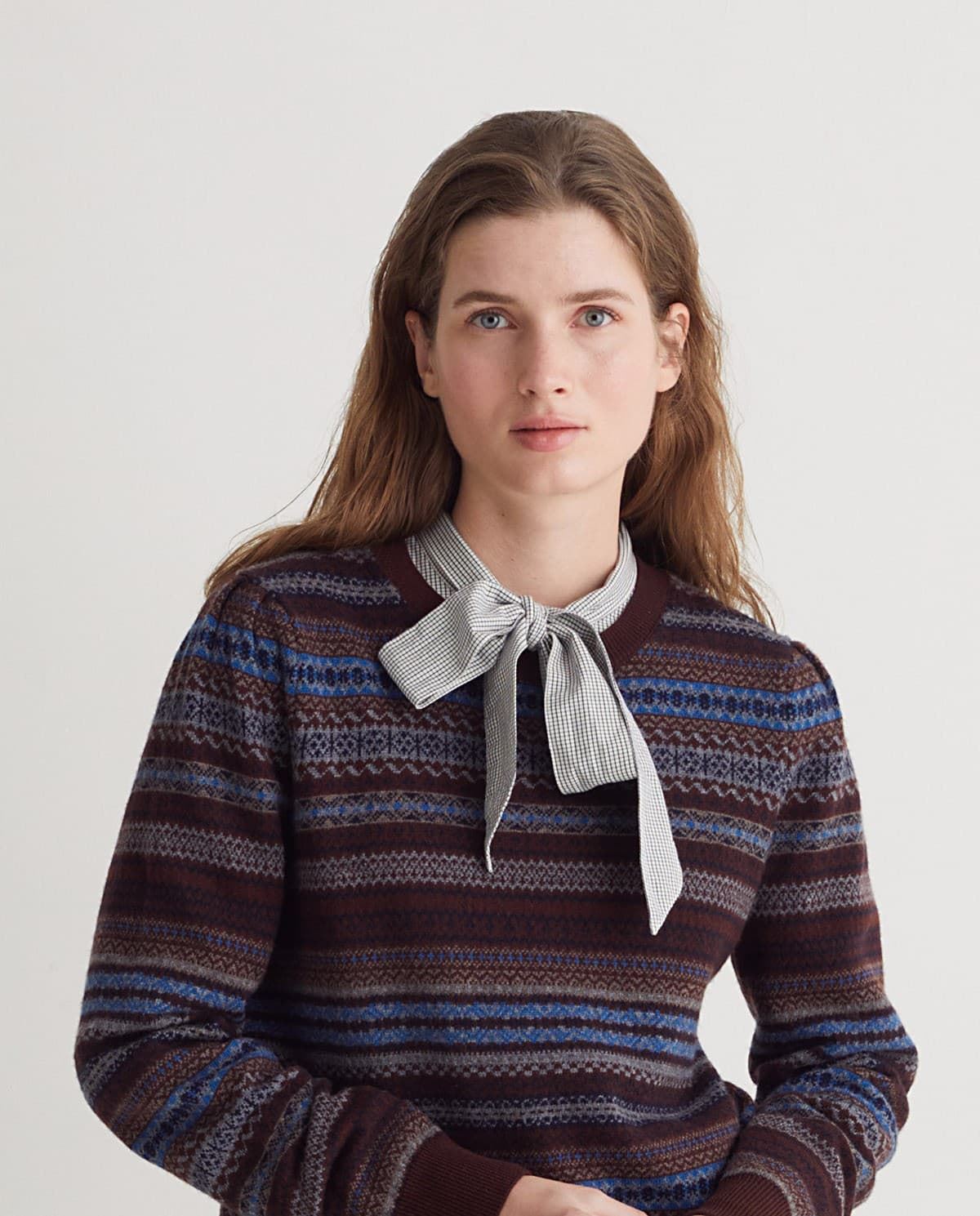 Jersey  43517  Jersey Jacquard con lana marrón. - Imagen 4