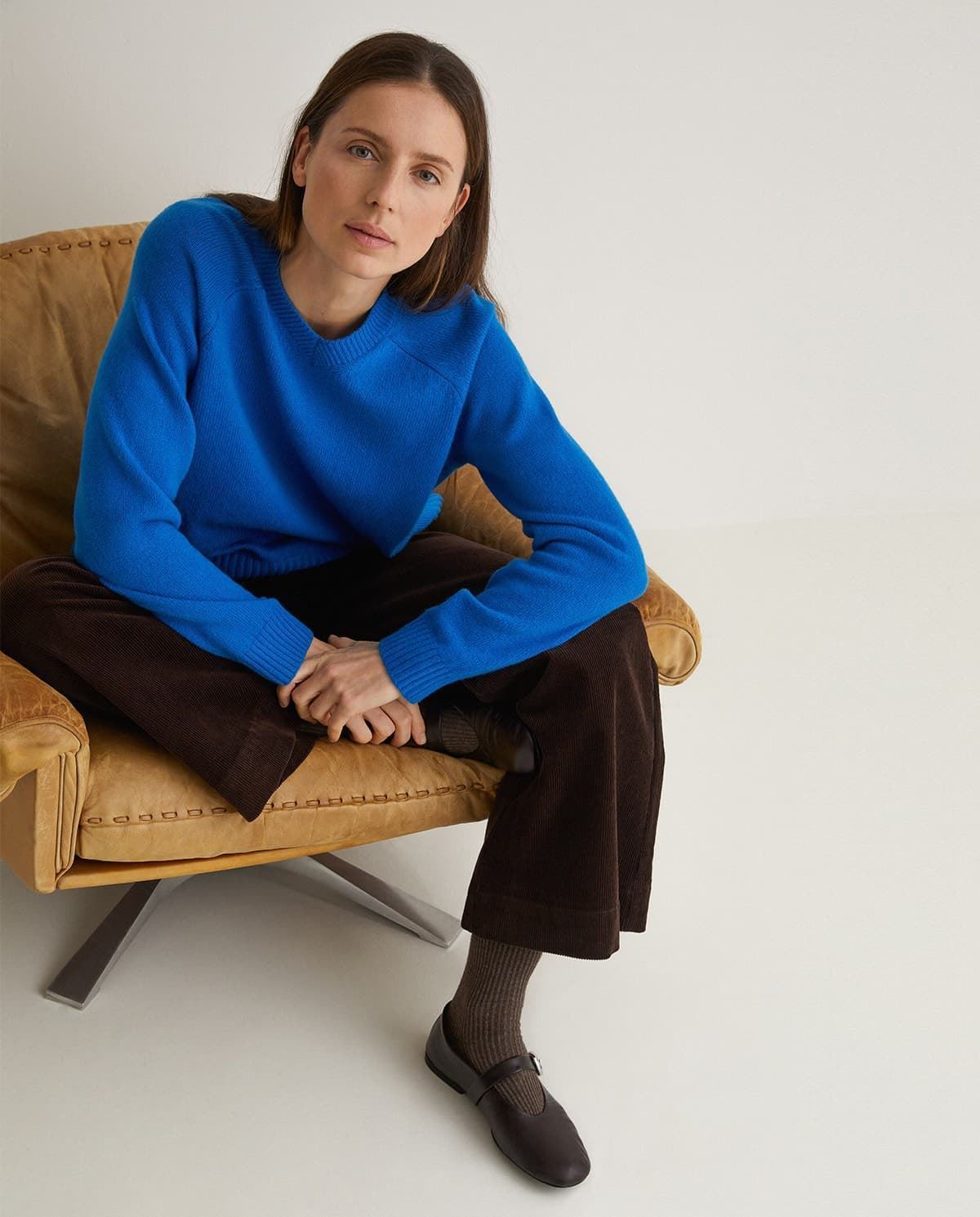 Jersey 43537 MEZCLA LANA CUELLO PICO AZUL - Imagen 1