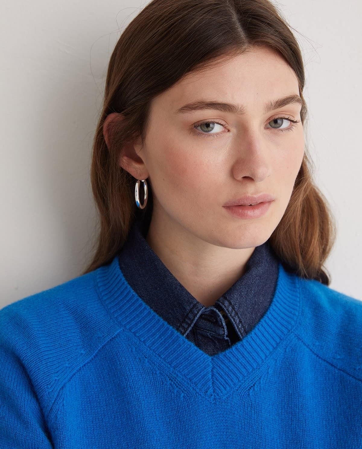 Jersey 43537 MEZCLA LANA CUELLO PICO AZUL - Imagen 4