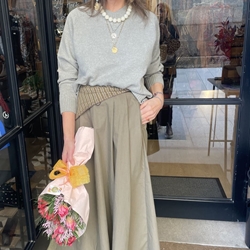 Jersey  43537 MEZCLA LANA CUELLO PICO verde grisáceo - Imagen 1