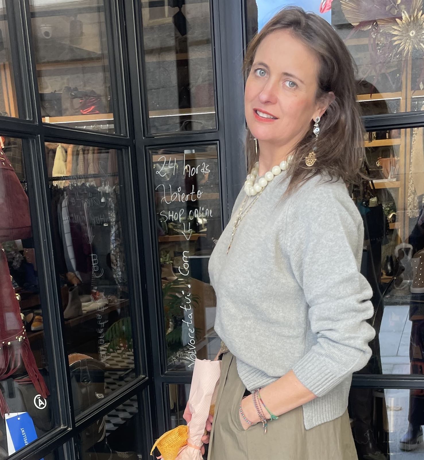 Jersey  43537 MEZCLA LANA CUELLO PICO verde grisáceo - Imagen 5