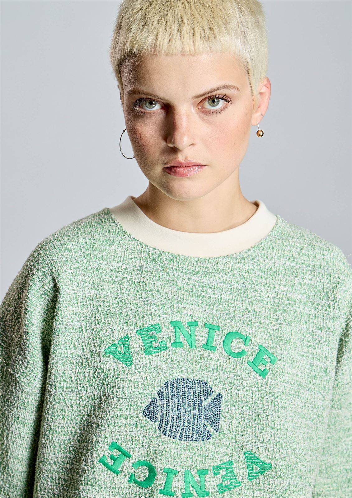 Jersey Alba Conde 2823-505-22 VENICE  verde lurex - Imagen 3