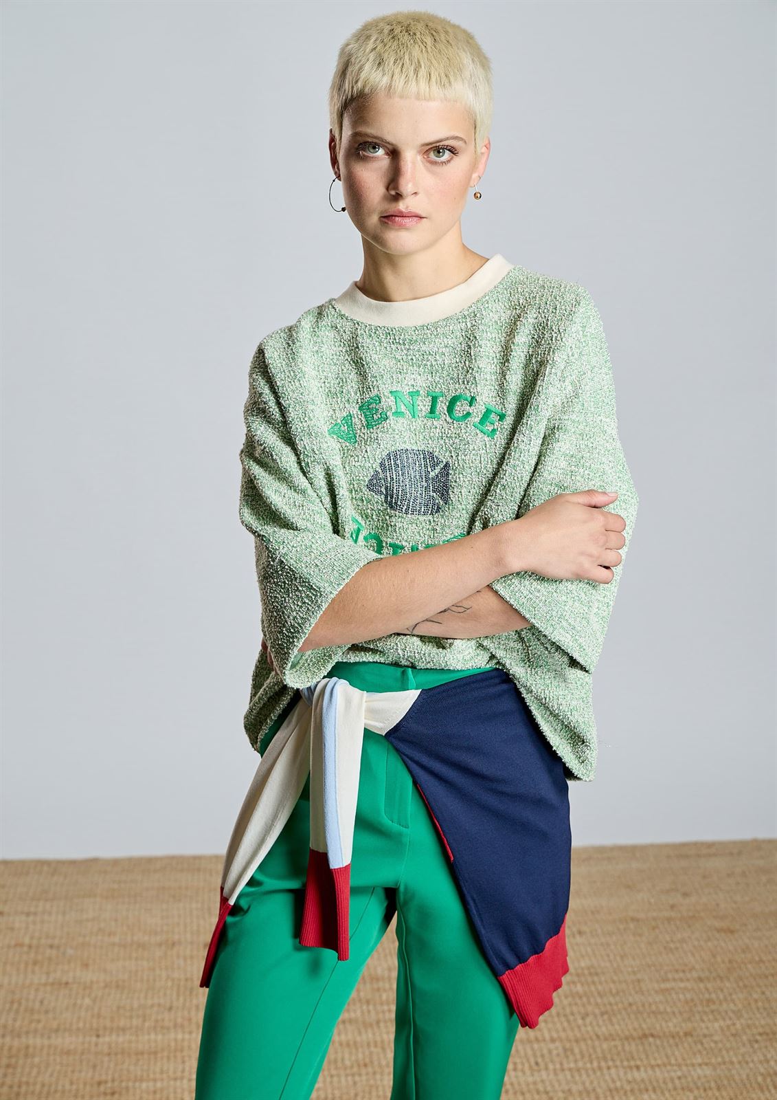 Jersey Alba Conde 2823-505-22 VENICE  verde lurex - Imagen 4