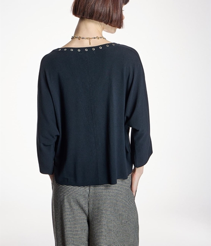 JERSEY Alba Conde 6830 OJALES METÁLICOS NEGRO - Imagen 2