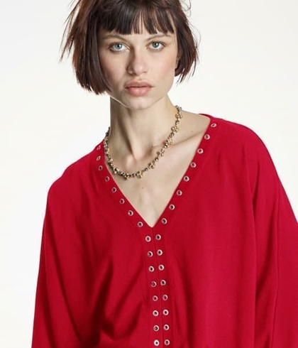 JERSEY Alba Conde 6830 OJALES METÁLICOS  ROJO - Imagen 2