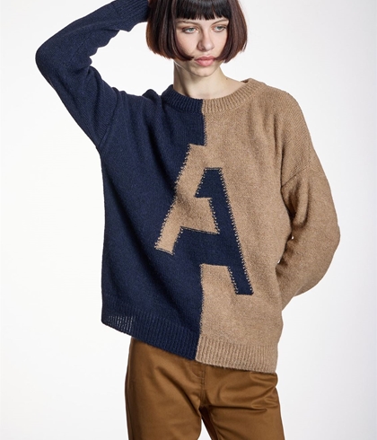 JERSEY Alba Conde 6854 BICOLOR CAMEL Y AZUL MARINO - Imagen 1