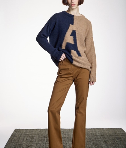 JERSEY Alba Conde 6854 BICOLOR CAMEL Y AZUL MARINO - Imagen 2