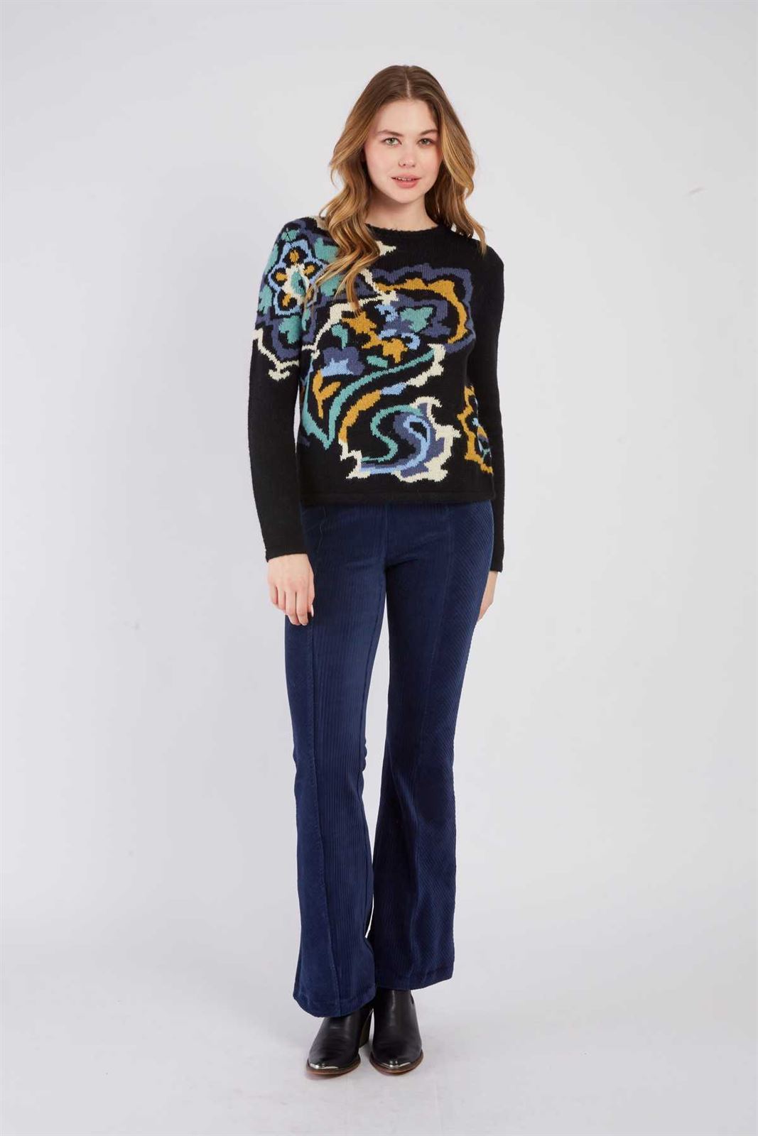 Jersey Derhy ADRIANA punto azul marino con dibujo - Imagen 1