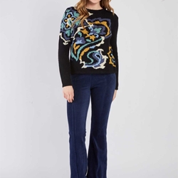 Jersey Derhy ADRIANA punto azul marino con dibujo - Imagen 1