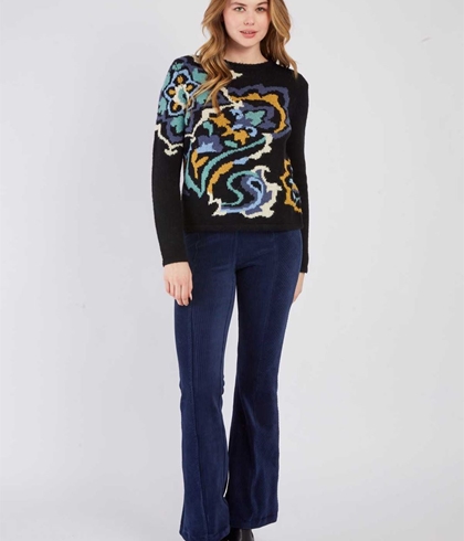 Jersey Derhy ADRIANA punto azul marino con dibujo - Imagen 1