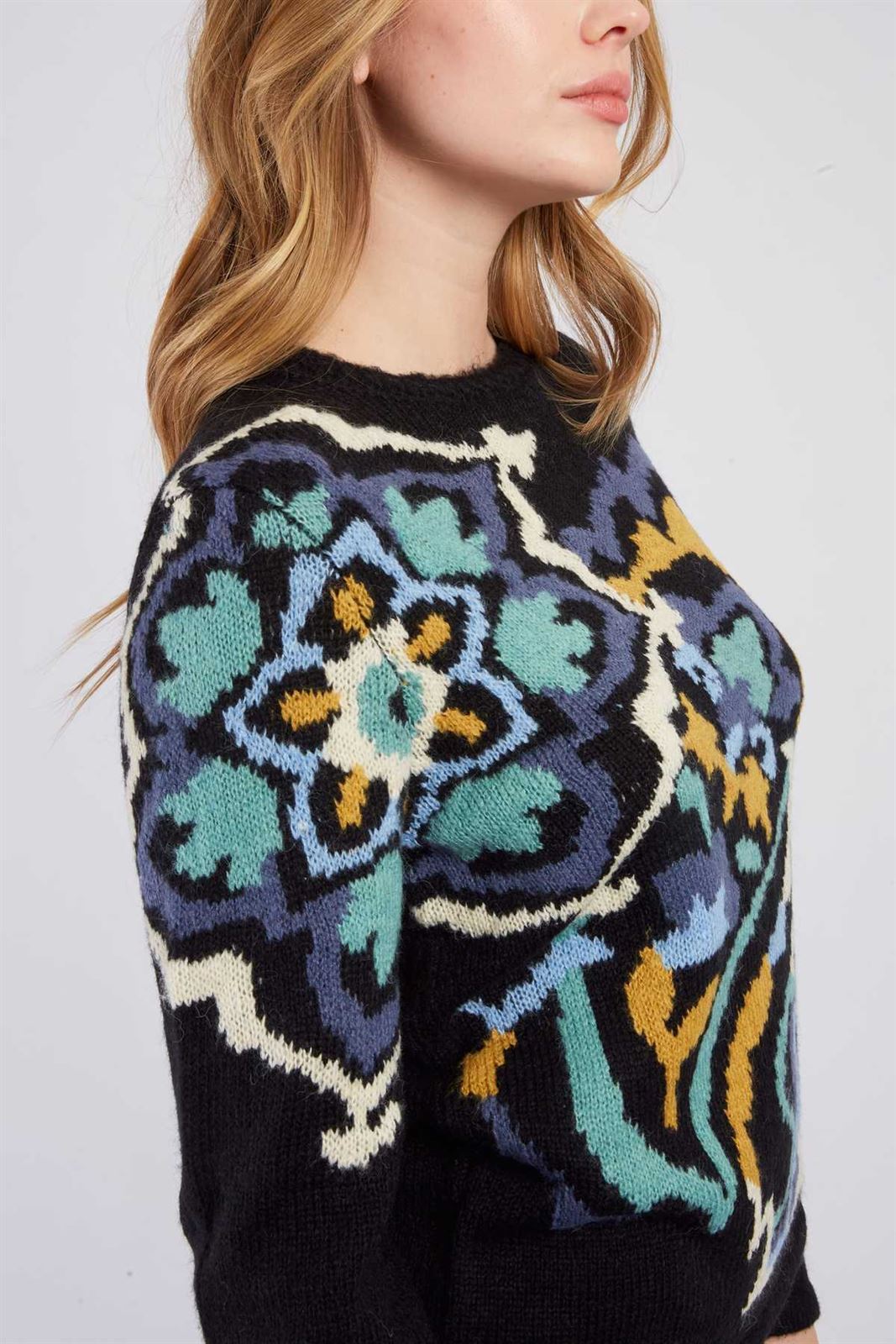 Jersey Derhy ADRIANA punto azul marino con dibujo - Imagen 4