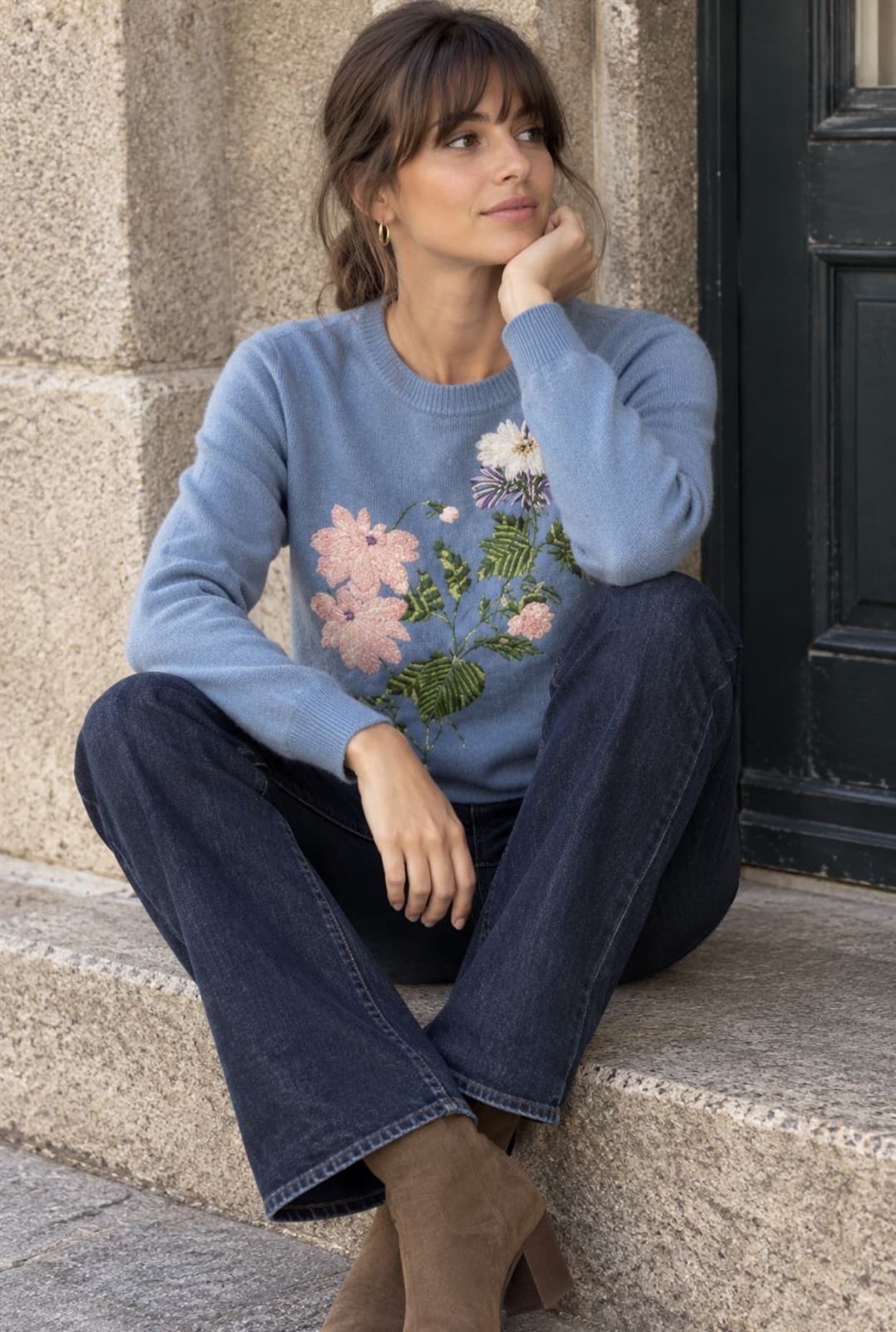 Jersey Derhy NADETTE bordado azul - Imagen 1