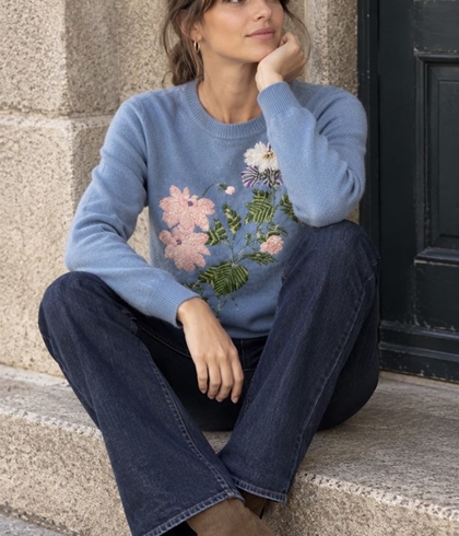 Jersey Derhy  NADETTE bordado azul - Imagen 1