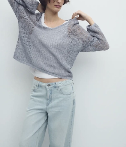 Jersey ese O ese FISHER  calado azul grisáceo - Imagen 2