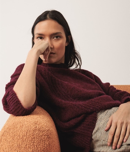 Jersey Indi & Cold ea500 JERSEY LANA DESAGUJADOS granate - Imagen 1