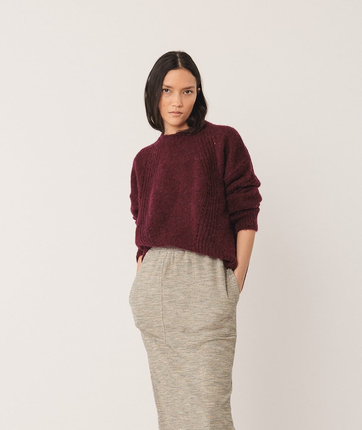 Jersey Indi & Cold ea500 JERSEY LANA DESAGUJADOS granate - Imagen 3