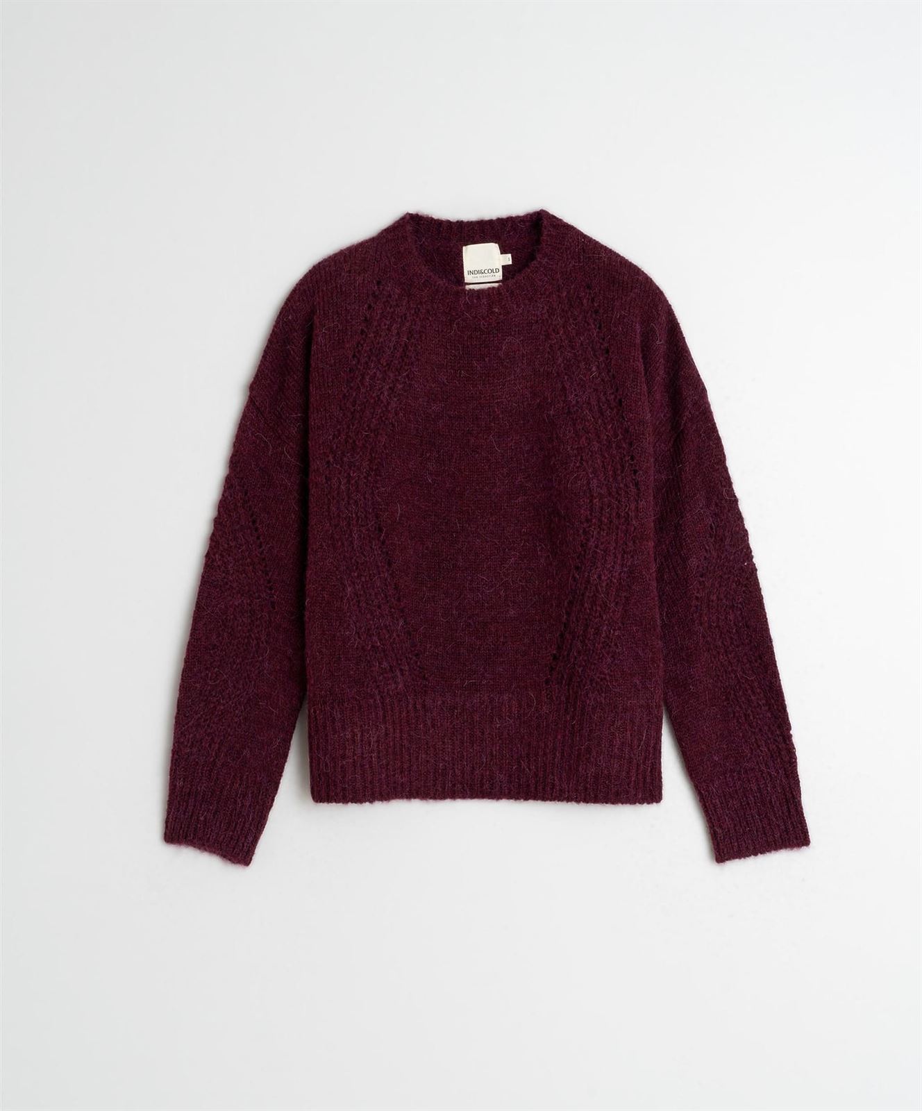Jersey Indi & Cold ea500 JERSEY LANA DESAGUJADOS granate - Imagen 4