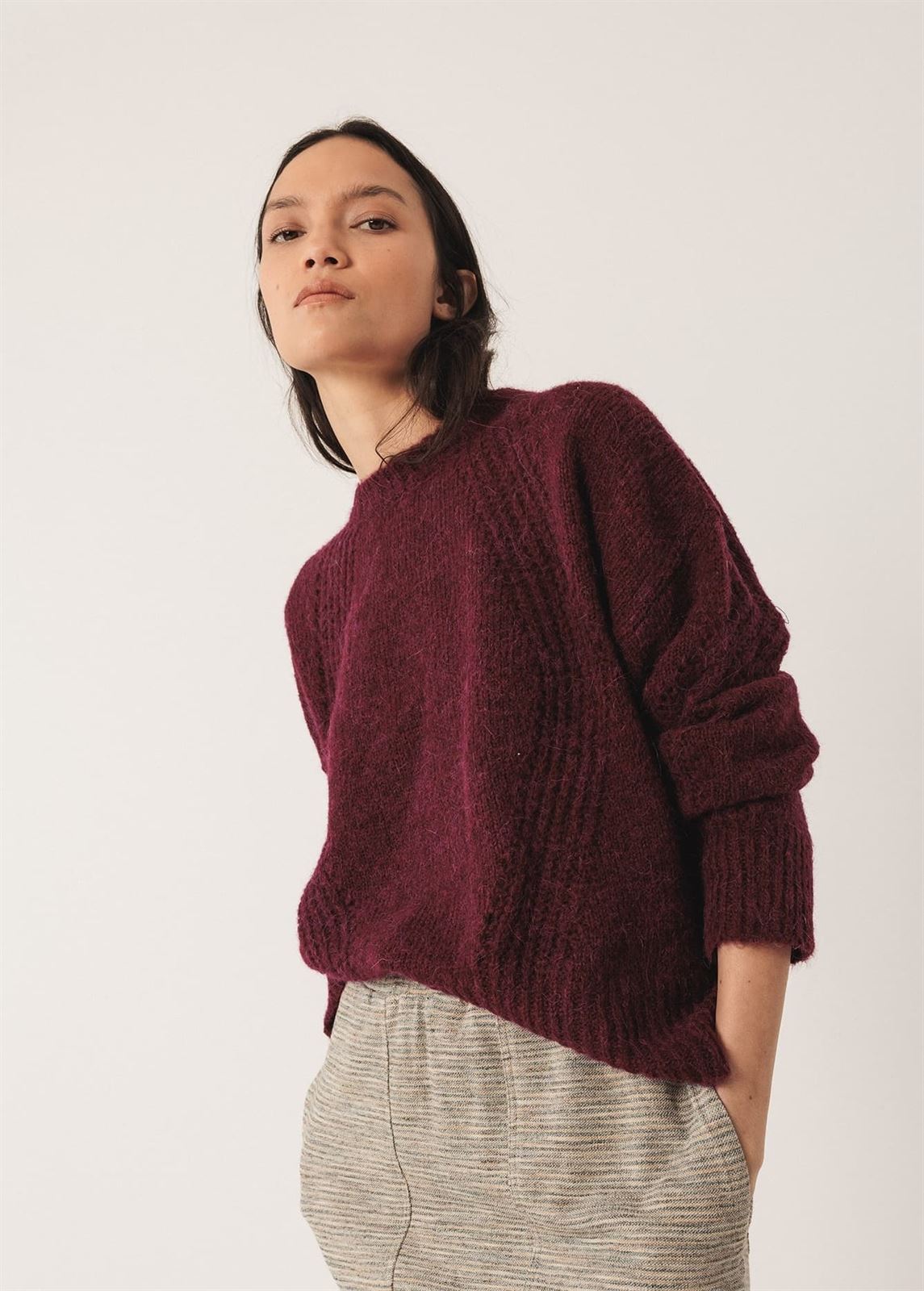 Jersey Indi & Cold ea500 JERSEY LANA DESAGUJADOS granate - Imagen 6