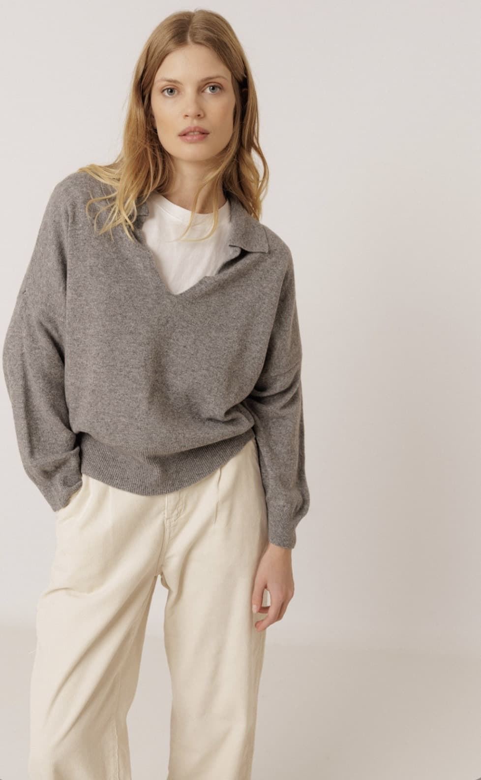 JERSEY Indi & Cold REF. MO540 polo con cashmere gris vigoré - Imagen 2