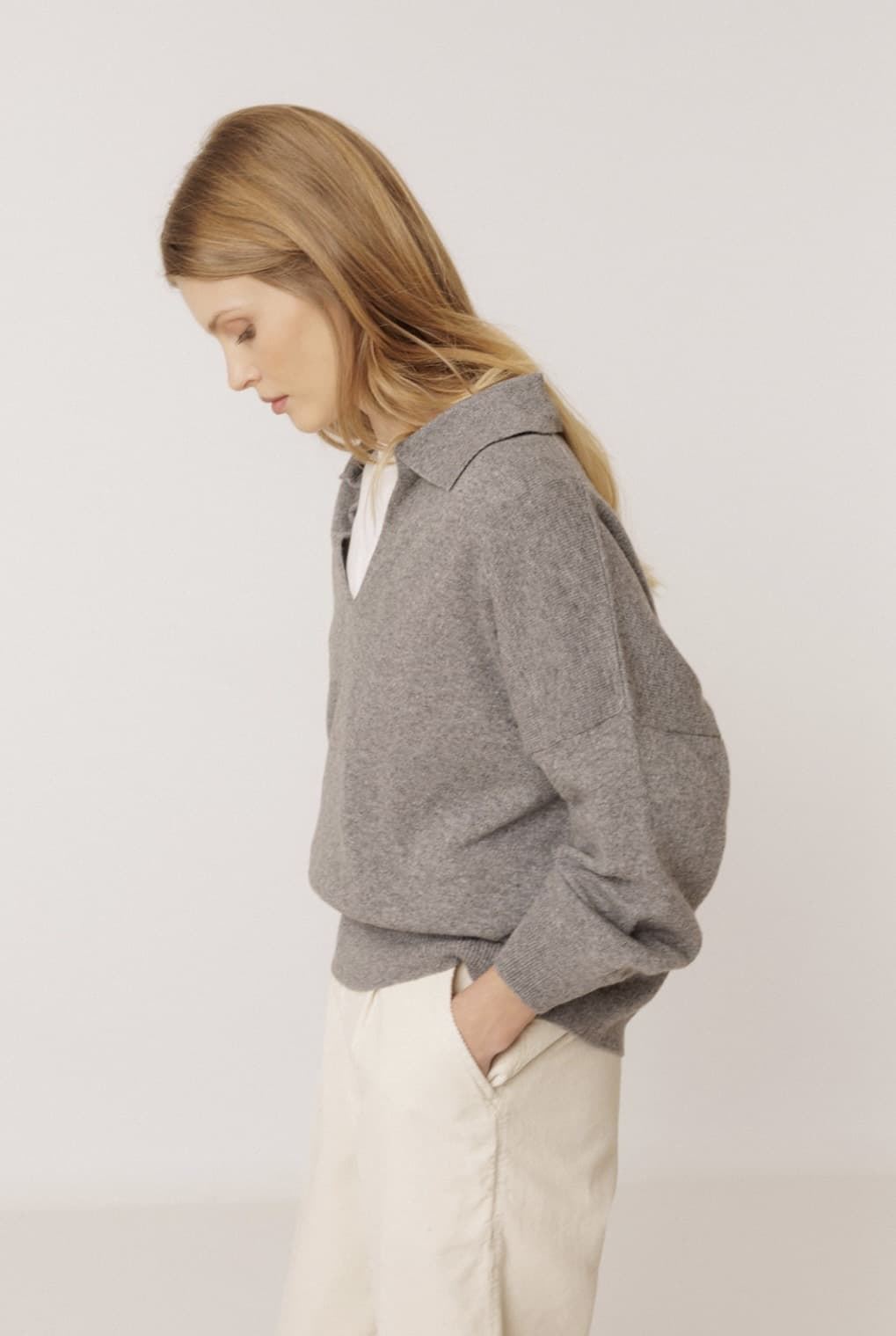 JERSEY Indi & Cold REF. MO540 polo con cashmere gris vigoré - Imagen 3