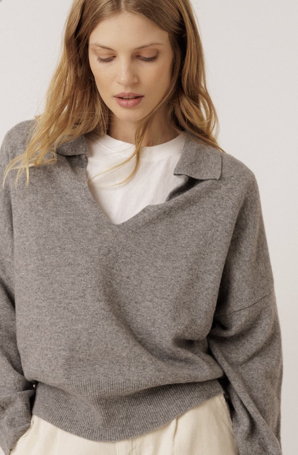 JERSEY Indi & Cold REF. MO540 polo con cashmere gris vigoré - Imagen 4