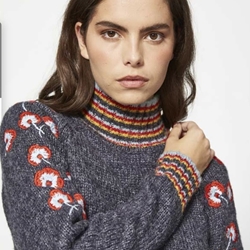 Jersey Mdm gris cuello alto estampado floral - Imagen 1