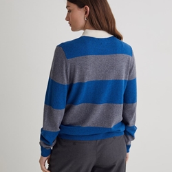 Jersey Volvoreta Tui 43512  MEZCLA LANA CUELLO POLO RAYAS AZUL - Imagen 1