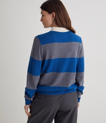 Jersey Volvoreta Tui 43512  MEZCLA LANA CUELLO POLO RAYAS AZUL - Imagen 1