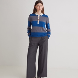 Jersey Volvoreta Tui 43512  MEZCLA LANA CUELLO POLO RAYAS AZUL - Imagen 2