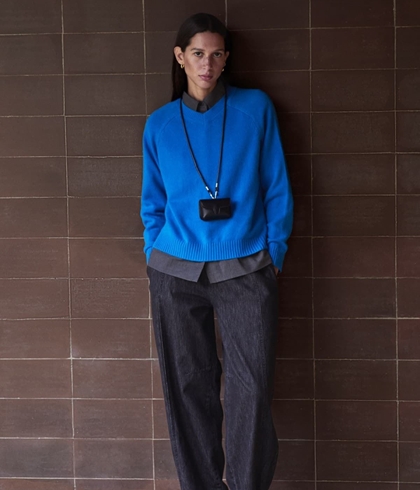 Jersey Volvoreta Tui 43537 MEZCLA LANA CUELLO PICO AZUL - Imagen 2