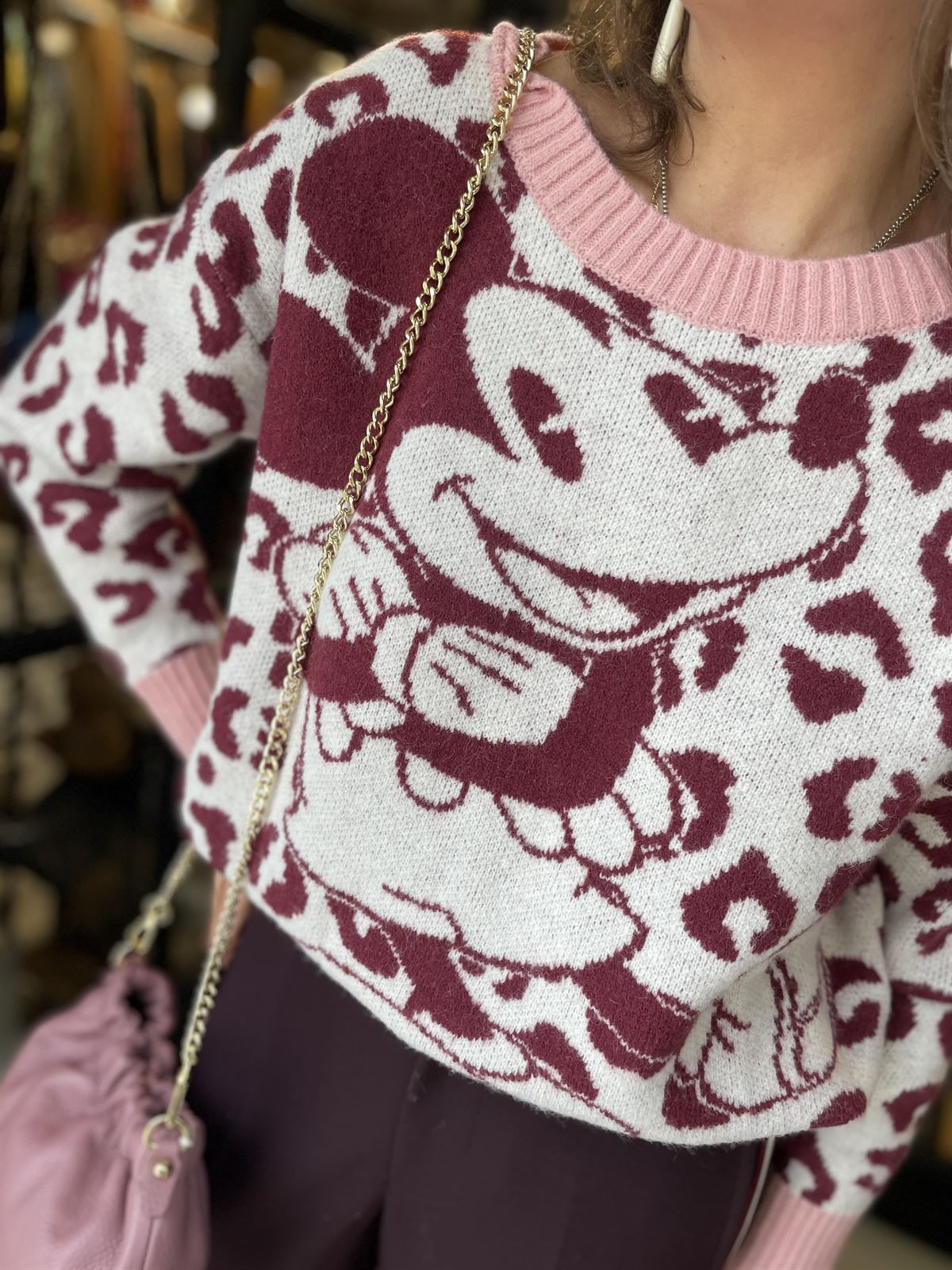 Jersey ZOE print Mickey rosas y granates - Imagen 1