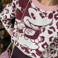 Jersey ZOE print Mickey rosas y granates - Imagen 1