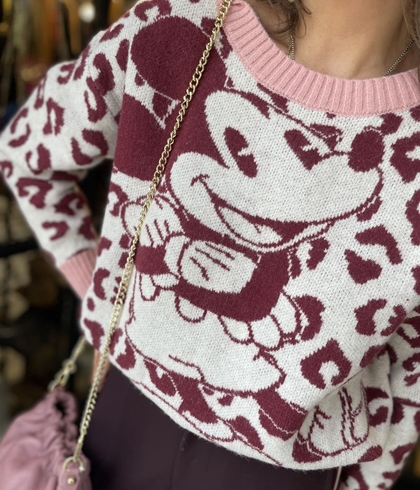 Jersey ZOE print Mickey rosas y granates - Imagen 1