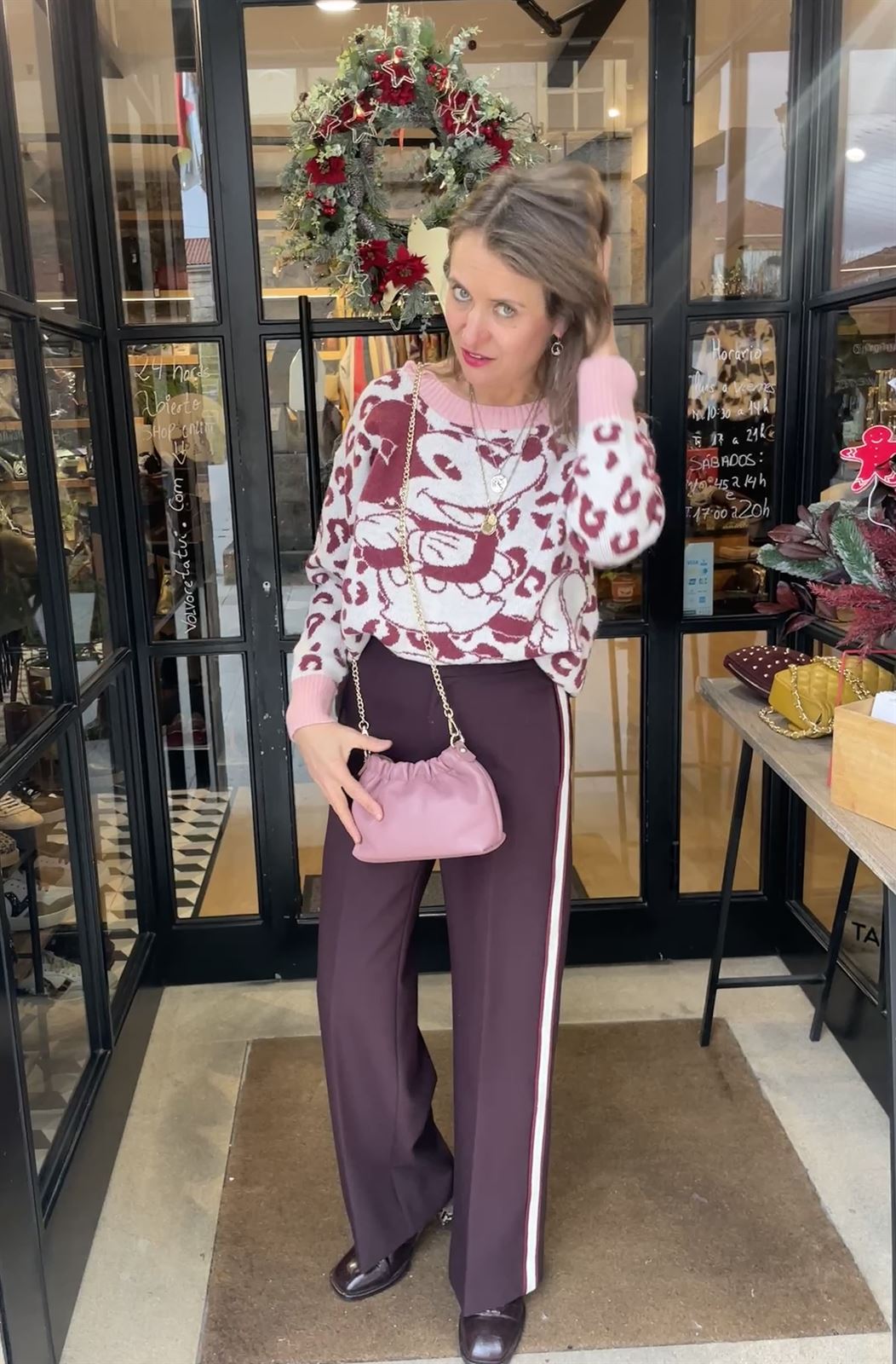 Jersey ZOE print Mickey rosas y granates - Imagen 2