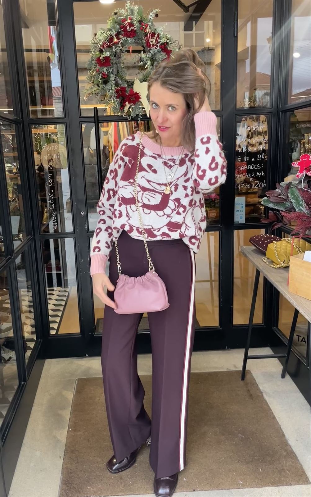 Jersey ZOE print Mickey rosas y granates - Imagen 4