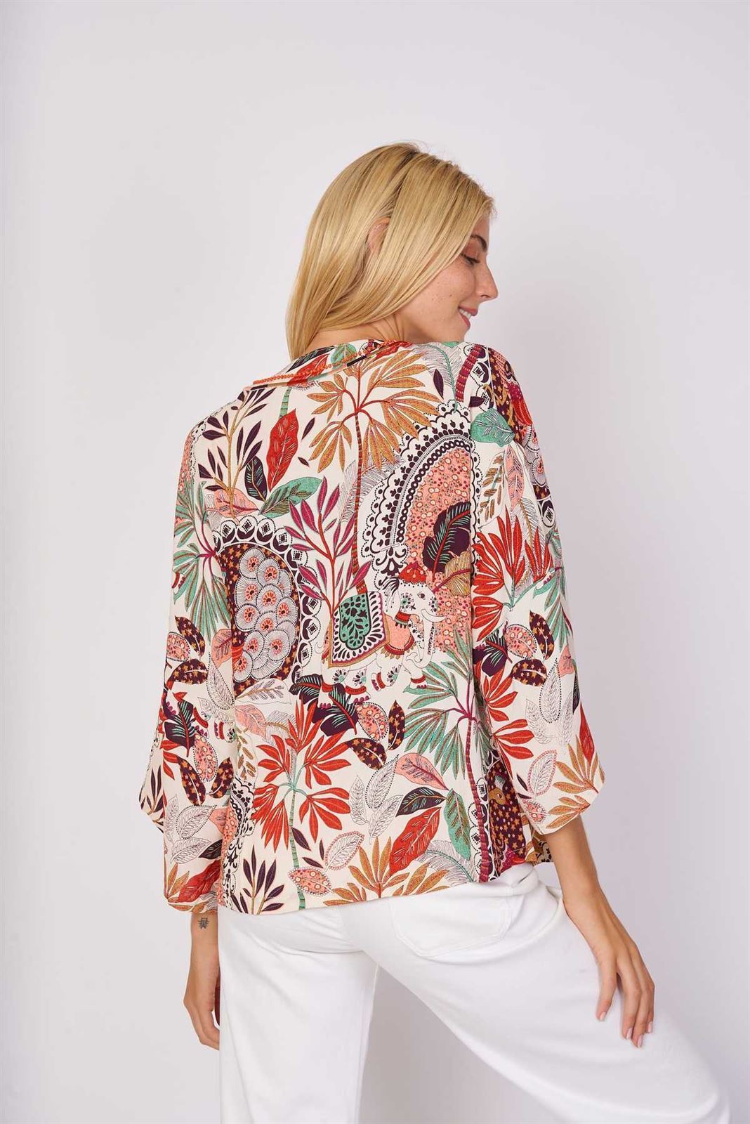 Kimono Derhy estampado beige - Imagen 2