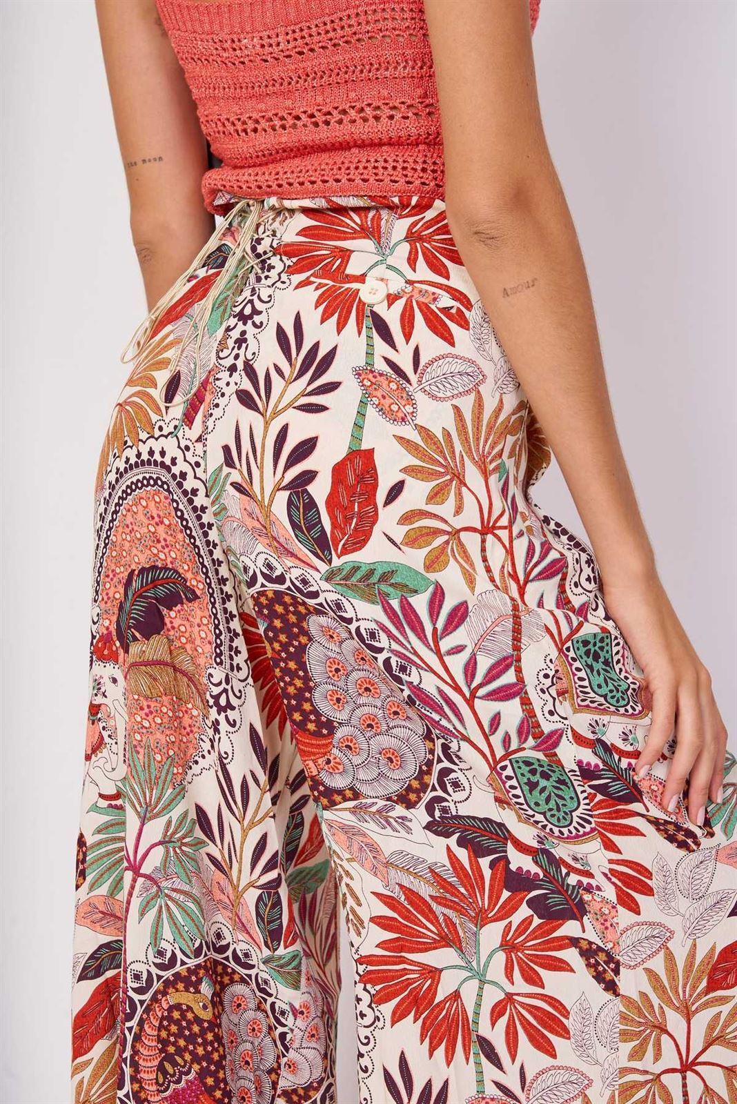 Kimono Derhy estampado beige - Imagen 4