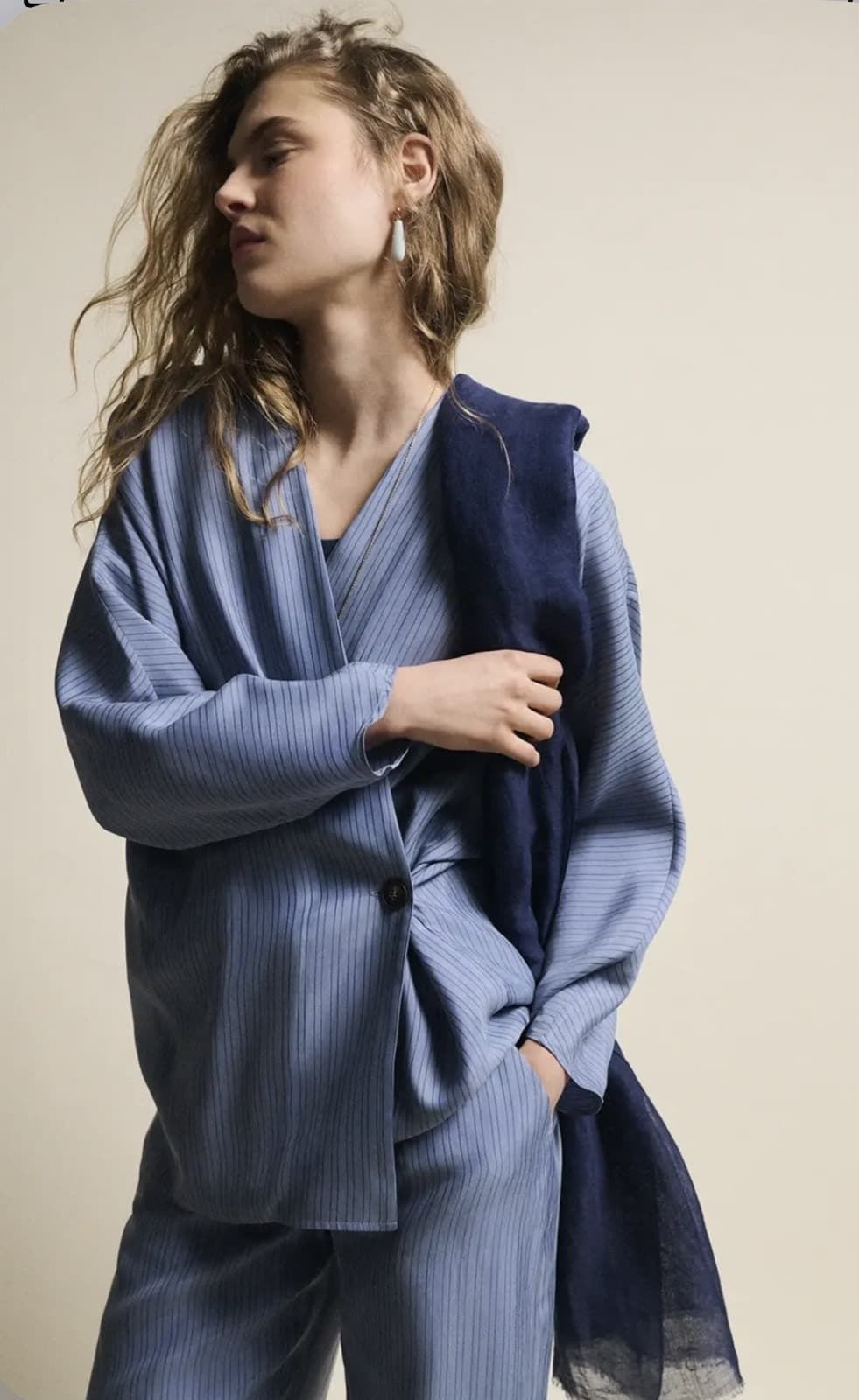 Kimono ese O ese KEOPS azul grisáceo rayas - Imagen 1