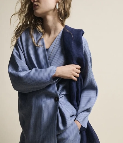 Kimono ese O ese KEOPS azul grisáceo rayas - Imagen 1