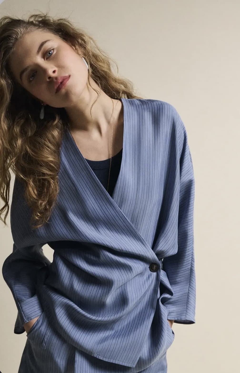 Kimono ese O ese KEOPS azul grisáceo rayas - Imagen 2