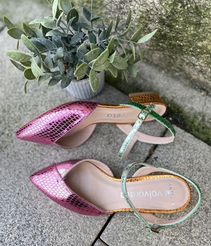 Manoletina Angari multicolor rosados. - Imagen 2