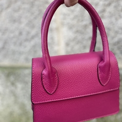 Mini Bolso 2 asas piel fucsia - Imagen 1