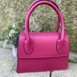 Mini Bolso 2 asas piel fucsia - Imagen 2