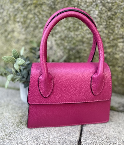 Mini Bolso 2 asas piel fucsia - Imagen 2