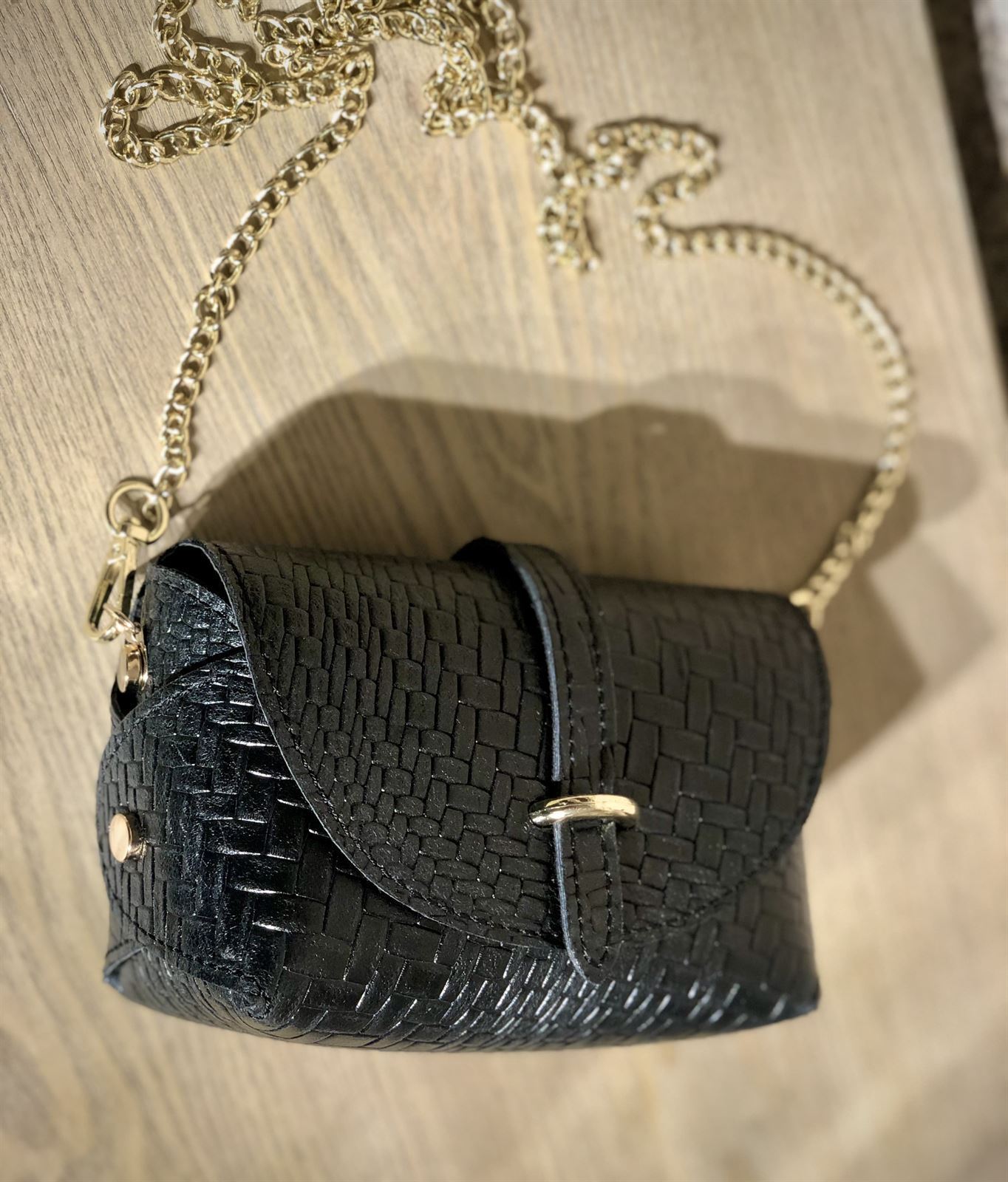 Mini bolso piel labrada negro - Imagen 2