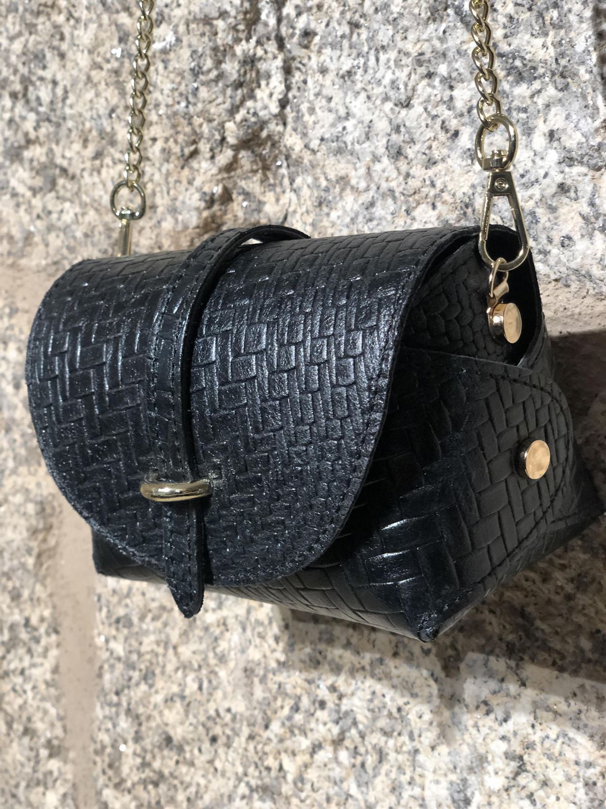 Mini bolso piel labrada negro - Imagen 3