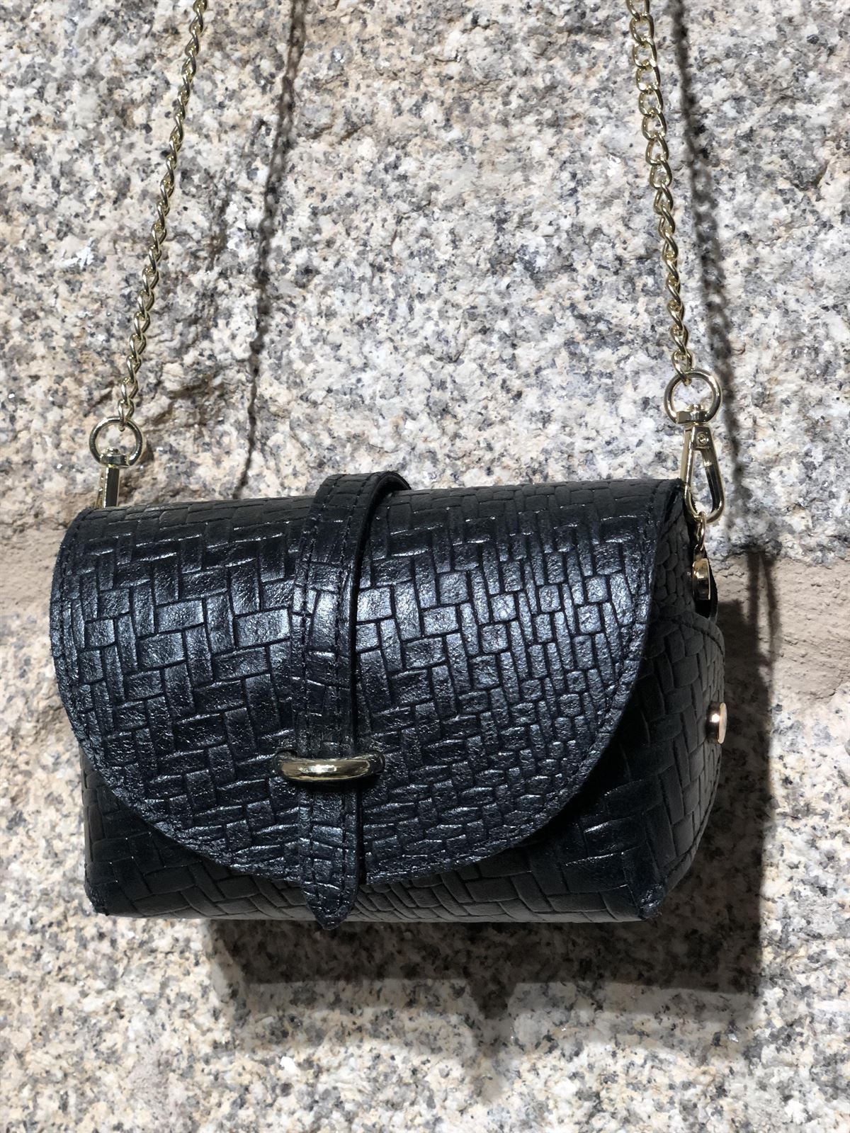 Mini bolso piel labrada negro - Imagen 4
