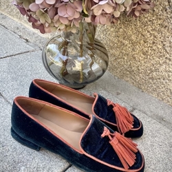 Mocasín Candelitas terciopelo azul vivo teja - Imagen 2