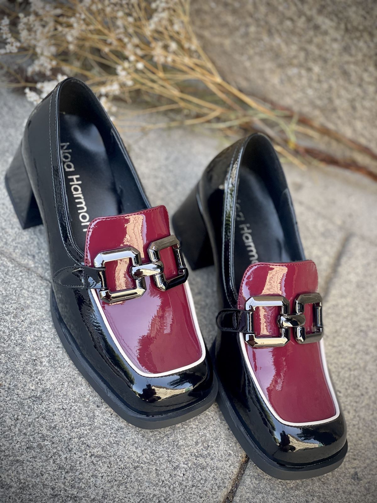 Mocasín Noa Harmon charol negro/burdeos - Imagen 1
