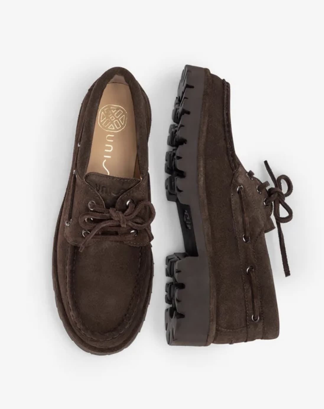 Mocasín UNISA estilo náutico FEUDO_BS ante chocolate. - Imagen 2